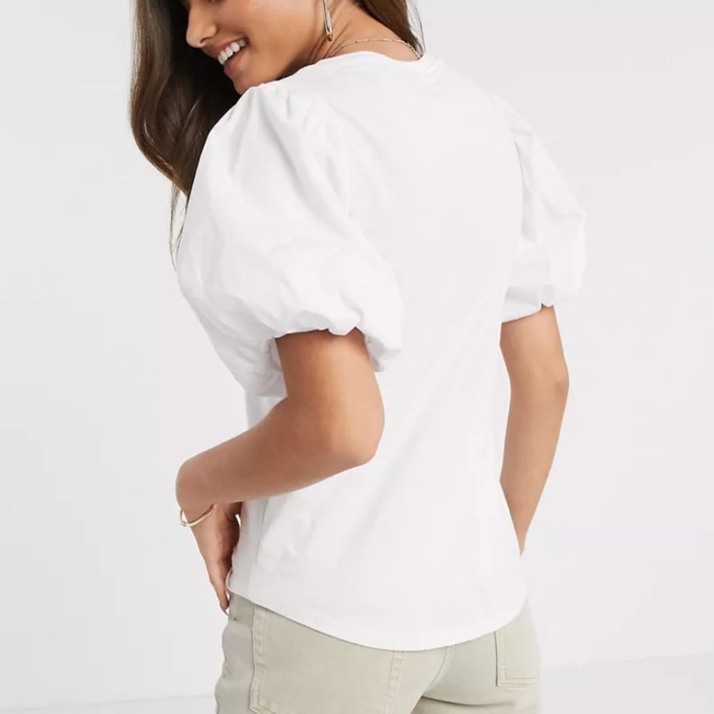 River Island Bubble Sleeve T-Shirt - Picture 2 of 5